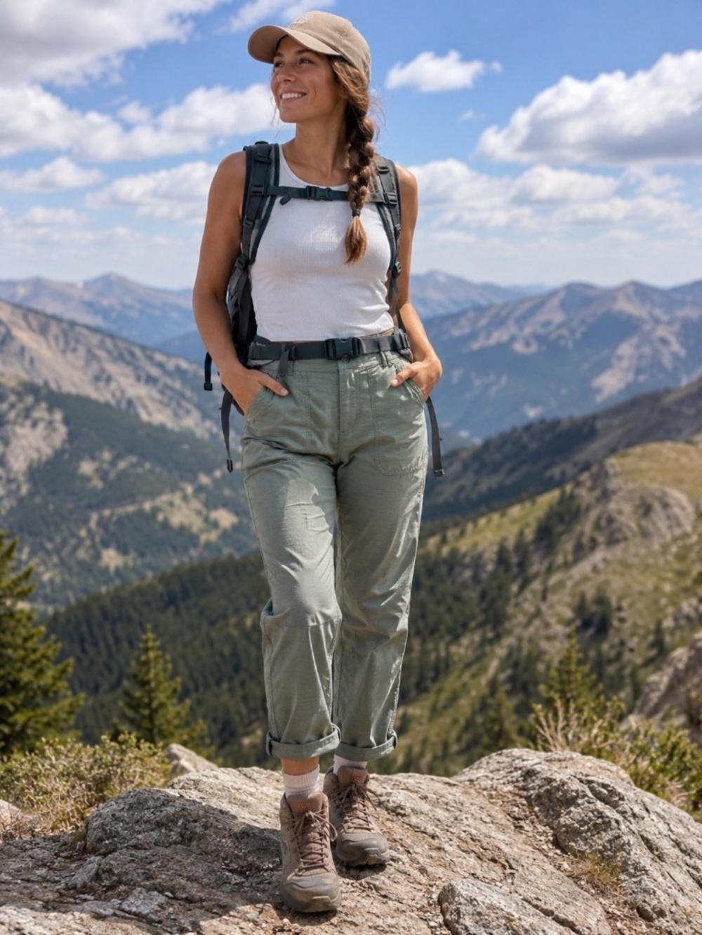 The North Face Women’s Hiking Pants Size 10 Green Roll Tab Outdoor Pants